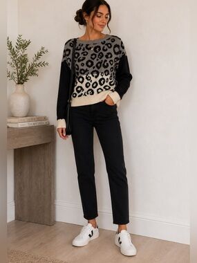 Express Leopard Print Sweater XS